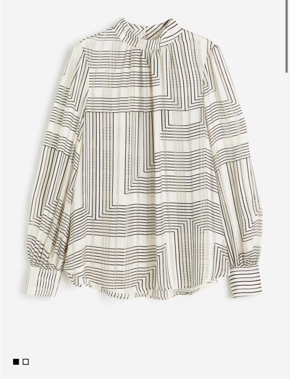 H&M White Blouse with Black Geometric Stripe XXL